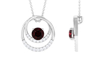 Garnet and Diamond Promise Eternity Pendant Necklace