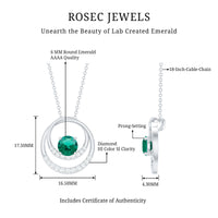 0.8 Carat Lab Created Emerald and Diamond Interlocking Circle Pendant