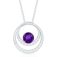 Natural 1.2 Carat Amethyst Eternity Necklace with Diamond
