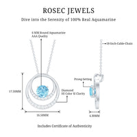 Natural Aquamarine Eternity Circle in Circle Necklace with Diamond