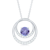 Real Tanzanite and Diamond Open Circle Pendant