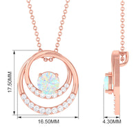 Natural Ethiopian Opal Double Circle Pendant Necklace with Diamond