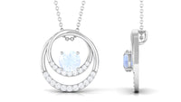 Classic Moonstone and Diamond Open Circle Pendant