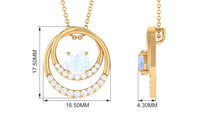 Classic Moonstone and Diamond Open Circle Pendant