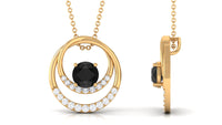 Natural 2.6 Carat Black Spinel Double Circle Necklace with Diamond