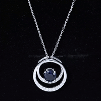 Lab Grown Blue Sapphire and Moissanite Promise Necklace