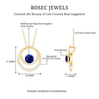 Lab Grown Blue Sapphire and Moissanite Promise Necklace