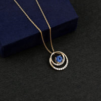 Lab Grown Blue Sapphire and Moissanite Promise Necklace