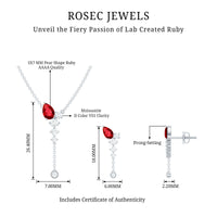 Lab Grown Ruby Bridal Necklace and Earrings Set