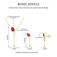 Lab Grown Ruby Bridal Necklace and Earrings Set