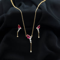 Lab Grown Ruby Bridal Necklace and Earrings Set