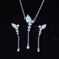 Natural Ethiopian Opal Teardrop Necklace Set with Certificate