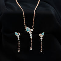Natural Ethiopian Opal Teardrop Necklace Set with Certificate