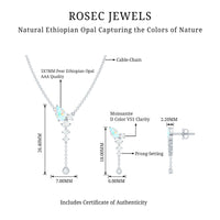 Natural Ethiopian Opal Teardrop Necklace Set with Certificate