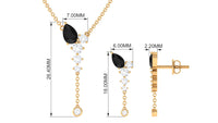 Certified Real Black Onyx Bridal Necklace and Earrings Set with Diamond