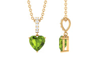 Heart Shape Peridot Solitaire Pendant with Diamond Accent Bail