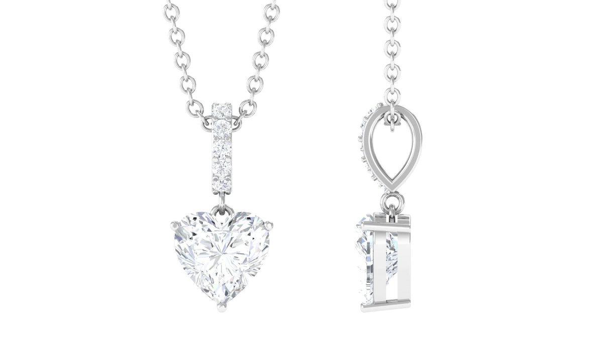 Certified 7 MM Heart Shaped Moissanite Solitaire Necklace