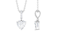 Certified 7 MM Heart Shaped Moissanite Solitaire Necklace