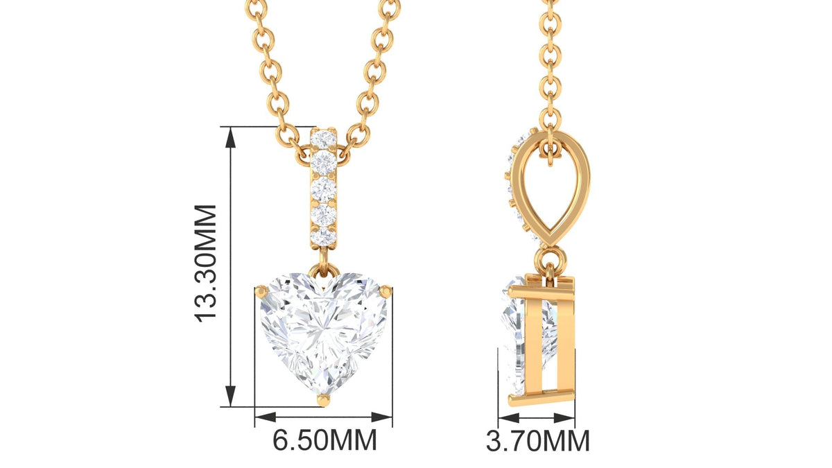 Certified 7 MM Heart Shaped Moissanite Solitaire Necklace