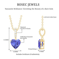 0.9 Carat Solitaire Tanzanite Heart Necklace with Diamond Bail