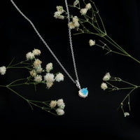 0.75 Carat Solitaire Ethiopian Opal Heart Locket Necklace