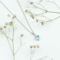 0.75 Carat Solitaire Ethiopian Opal Heart Locket Necklace