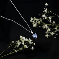 2 Carat Heart Shape Lab Created Blue Sapphire Solitaire Pendant with Diamond