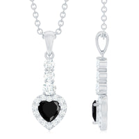 Lab Created Black Diamond Heart Necklace with White Diamond