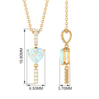 Heart Shape Ethiopian Opal Drop Pendant Necklace with Diamond