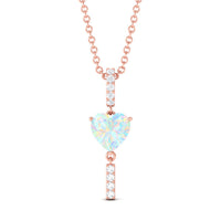 Heart Shape Ethiopian Opal Drop Pendant Necklace with Diamond