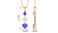 Heart and Round Shape Tanzanite and Diamond Dangle Pendant