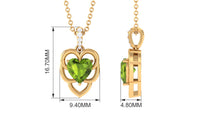 Real Peridot Heart Pendant with Diamond Accent Bail