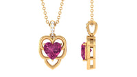 Real Pink Tourmaline Heart Pendant with Diamond Bail
