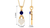 Natural Blue Sapphire Heart Pendant Necklace with Diamond