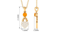 Round Shape Fire Opal and Diamond Heart Pendant