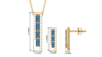 London Blue Topaz Bar Jewelry Set with Diamond