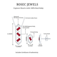 Genuine Ruby and Diamond Dangle jewelry Set