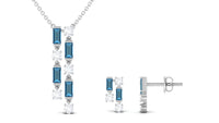 London Blue Topaz Dangle Jewelry Set with Diamond