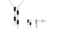 Created Black Diamond and Diamond Dangle Jewelry Set