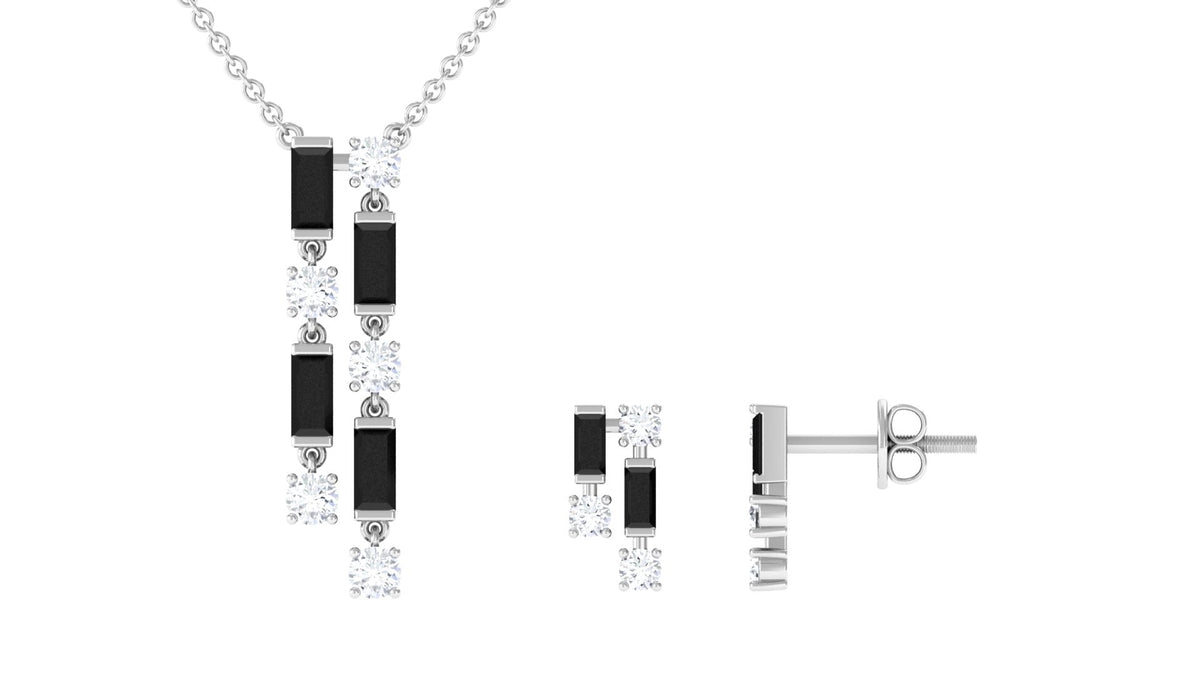 Real Black Onyx Diamond Designer Jewelry Set for Women