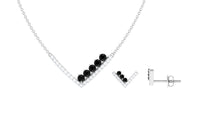 Created Black Diamond and Diamond V-Style Jewelry Set