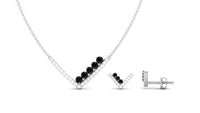 Created Black Diamond and Diamond V-Style Jewelry Set