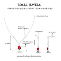Lab Created Ruby and Moissanite Teardrop Necklace Earrings Set