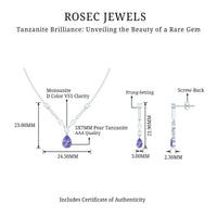 Tanzanite and Moissanite Drop Necklace Earrings Set