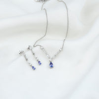 Tanzanite and Moissanite Drop Necklace Earrings Set