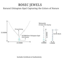 Natural Ethiopian Opal and Moissanite Teardrop Jewelry Set