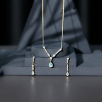 Natural Ethiopian Opal and Moissanite Teardrop Jewelry Set