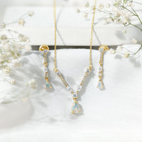 Natural Ethiopian Opal and Moissanite Teardrop Jewelry Set