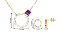 Princess Cut Amethyst and Diamond Eternity Jewelry Set