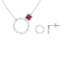 Pink Tourmaline and Diamond Eternity Jewelry Set